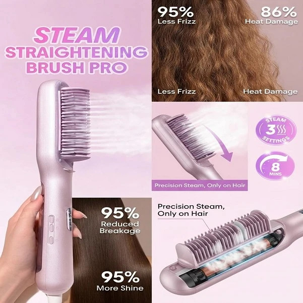 برس حرارتی شیگلم مدل Hydra shot steam straightening brush pro