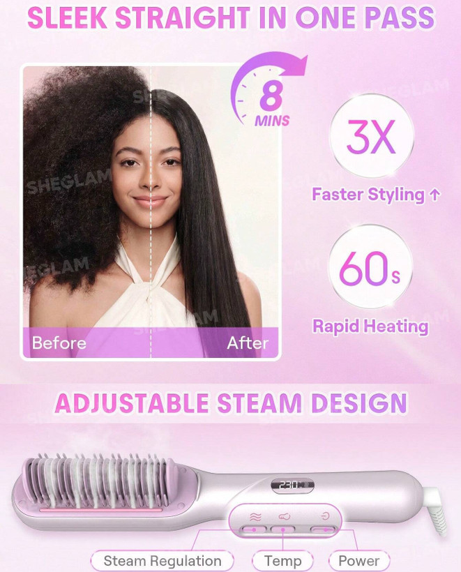 برس حرارتی شیگلم مدل Hydra shot steam straightening brush pro