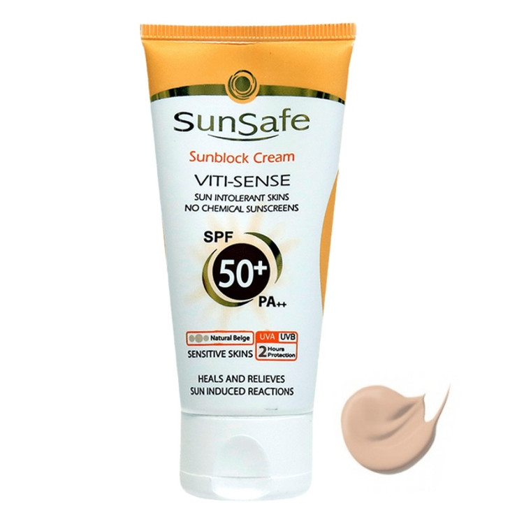 کرم ضد آفتاب spf 50 فاقد جاذبهای شیمیایی مدل VITA-SENSE