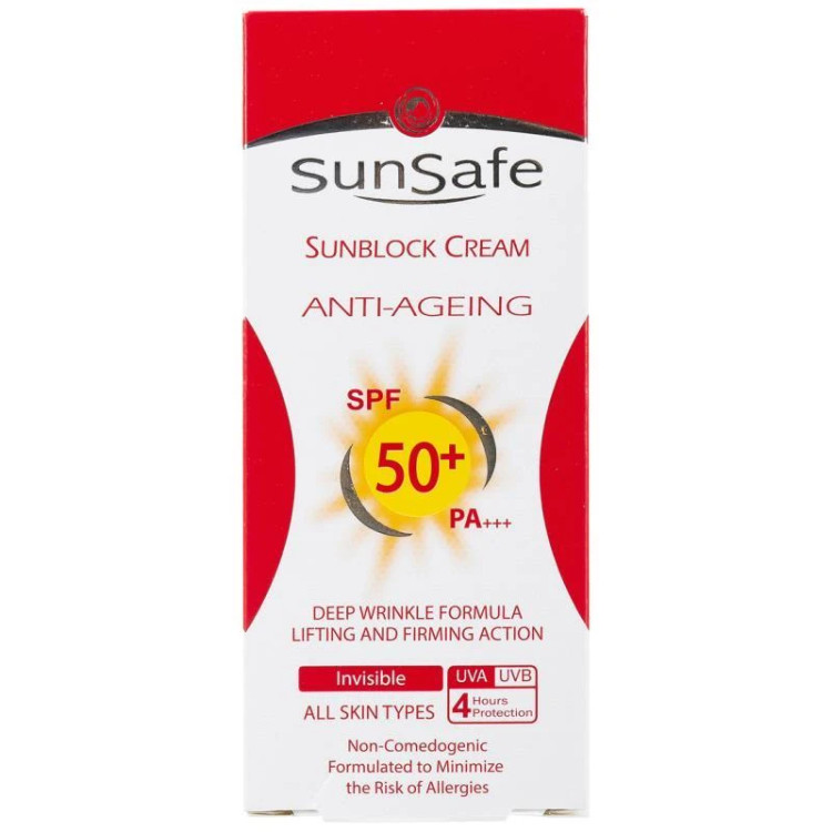 کرم ضد آفتاب spf 50 رنگی ضد چروک سان سیف مدل ANTI - AGEING