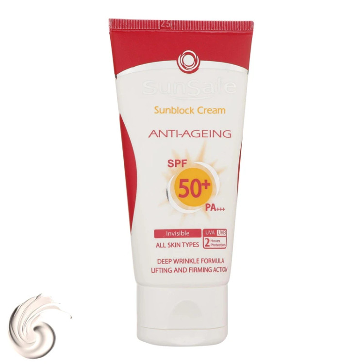 کرم ضد آفتاب spf 50 رنگی ضد چروک سان سیف مدل ANTI - AGEING
