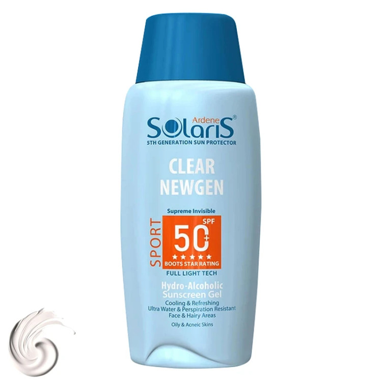 ژل ضد آفتاب بی رنگ آردن سولاریس spf50 مدل CLEAR NEW GEN