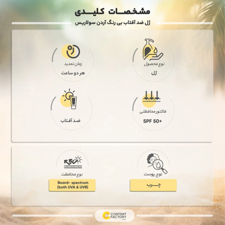 ژل ضد آفتاب بی رنگ آردن سولاریس spf50 مدل CLEAR NEW GEN