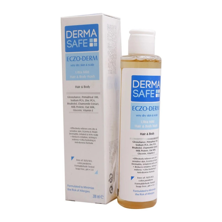 شامپو مو سر و بدن مناسب پوست های بسیار خشک درماسیف مدل ECZO-DERM